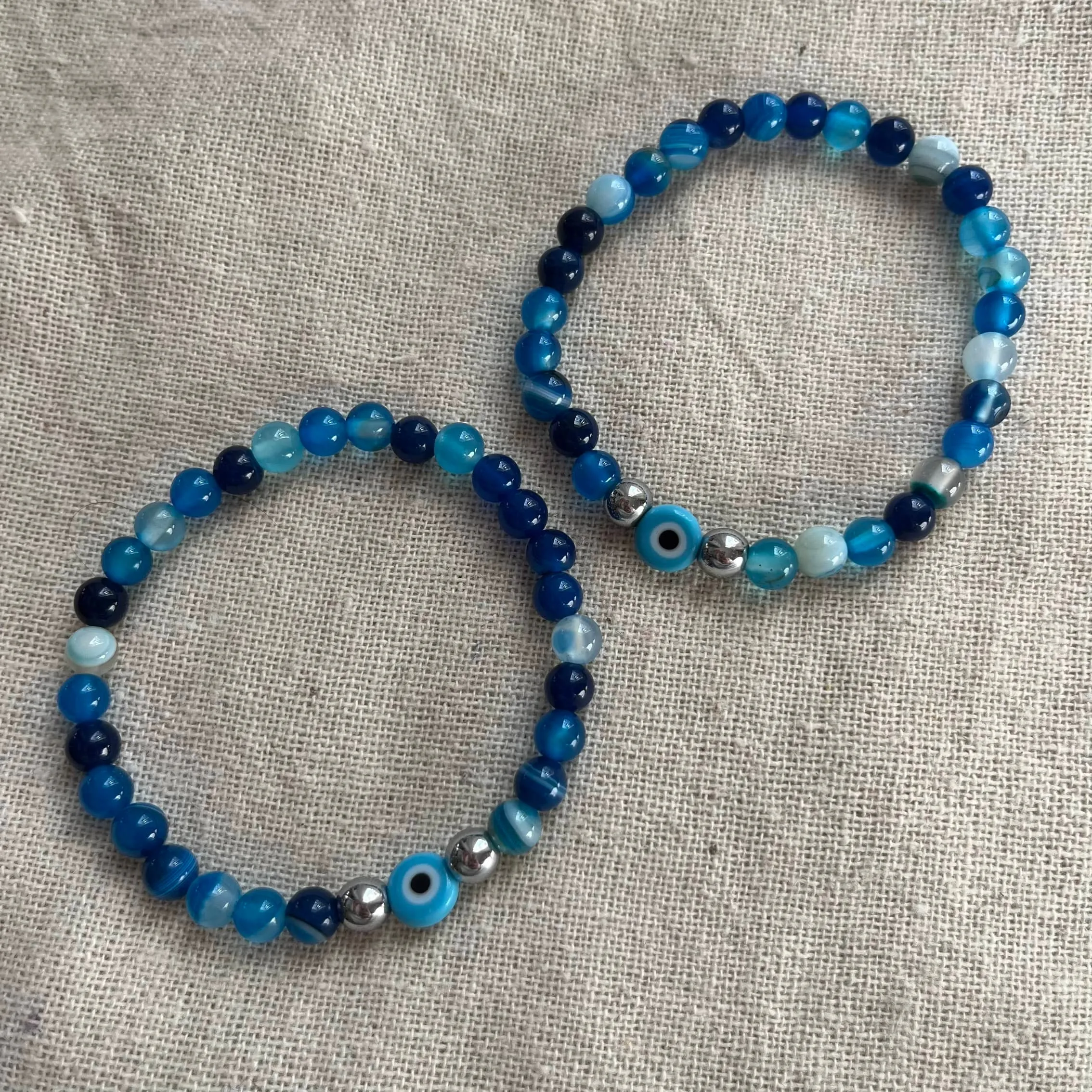 Mystic Protector Evil Eye Bracelet - Blue Agate