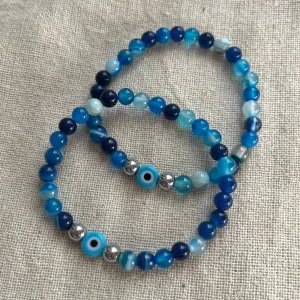 Mystic Protector Evil Eye Bracelet - Blue Agate