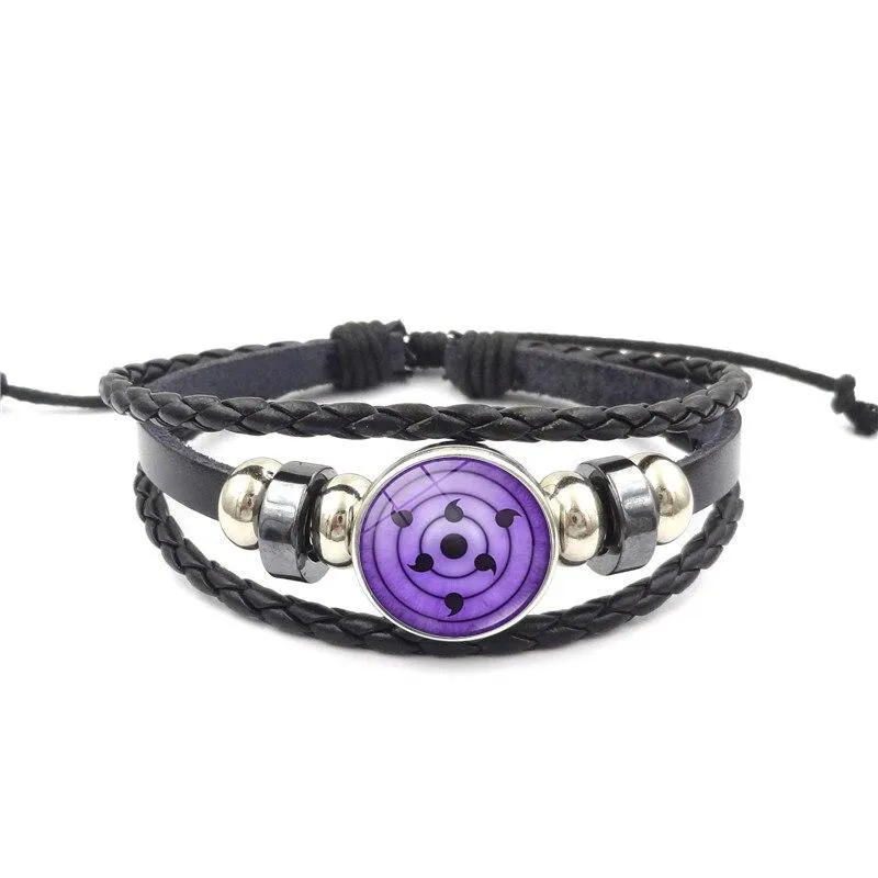 Naruto Sasuke Pain Madara Cosplay Braided Anime Leather Bracelet