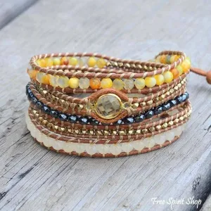 Natural Sunny Citrine Gemstone Wrap Bracelet by  by Free Spirit