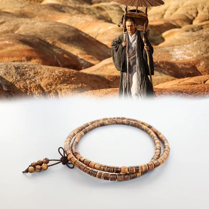 Natural Tiger Skin Prayer Beads Tibetan Buddhist Mala Bracelet