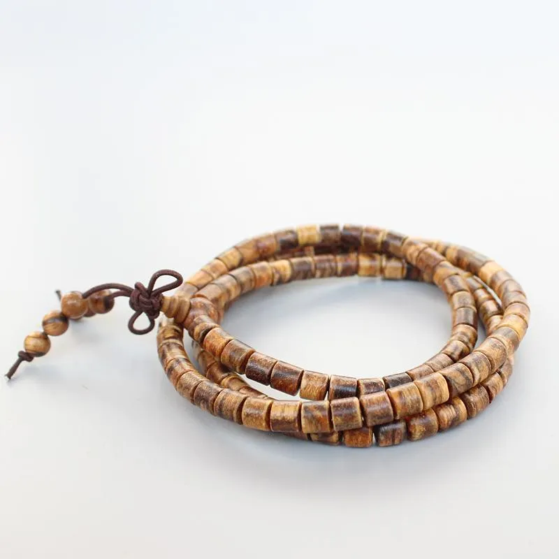 Natural Tiger Skin Prayer Beads Tibetan Buddhist Mala Bracelet