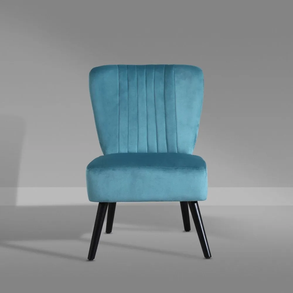 Neo Ragusa Teal Crushed Velvet Shell Accent Chair