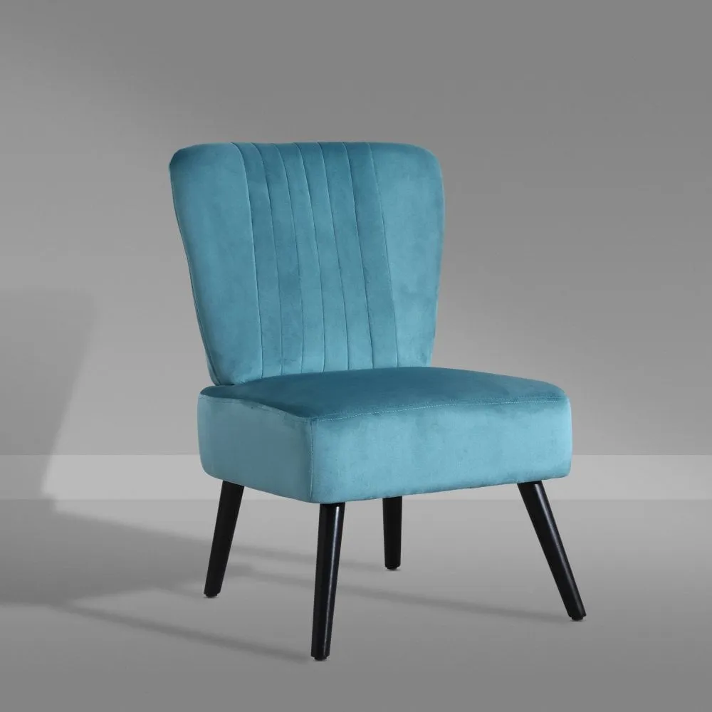 Neo Ragusa Teal Crushed Velvet Shell Accent Chair