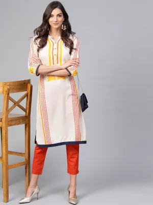 Off-White Placement Printed Kurta