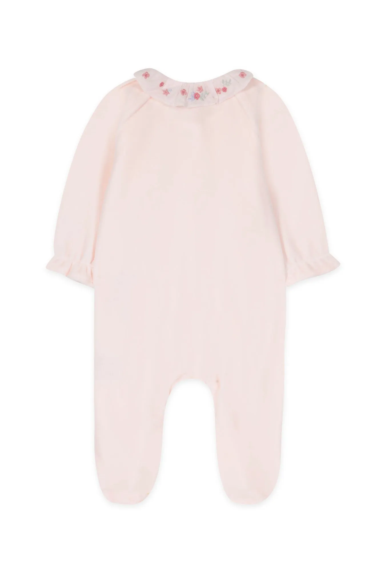 Pale Pink Embroidered Collar Baby Footie