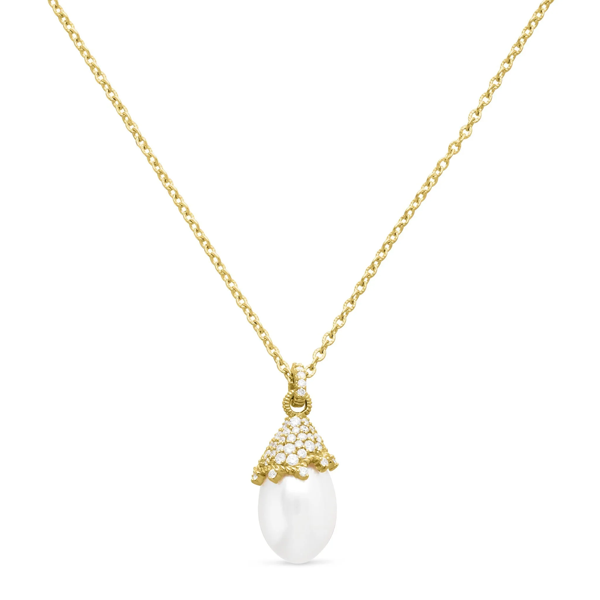 Paloma Necklace with Freshwater Pearl and Diamonds in 18K