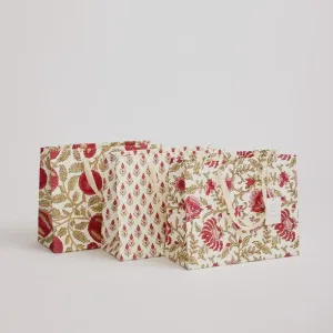 Paper Mirchi Hand Block Printed Gift Bag Festive Floral Medium