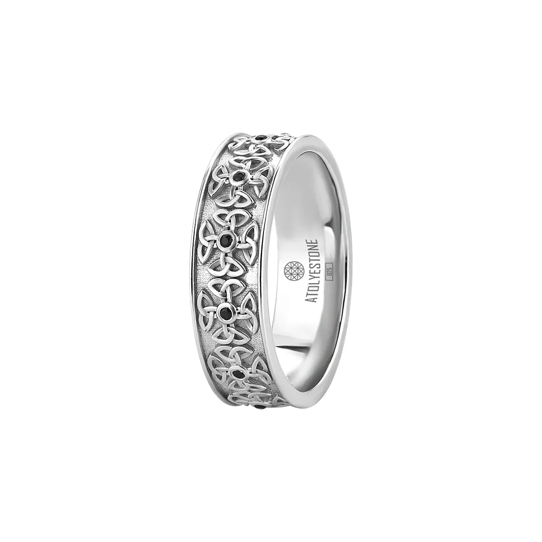 Pave Celtic Band Ring in Silver