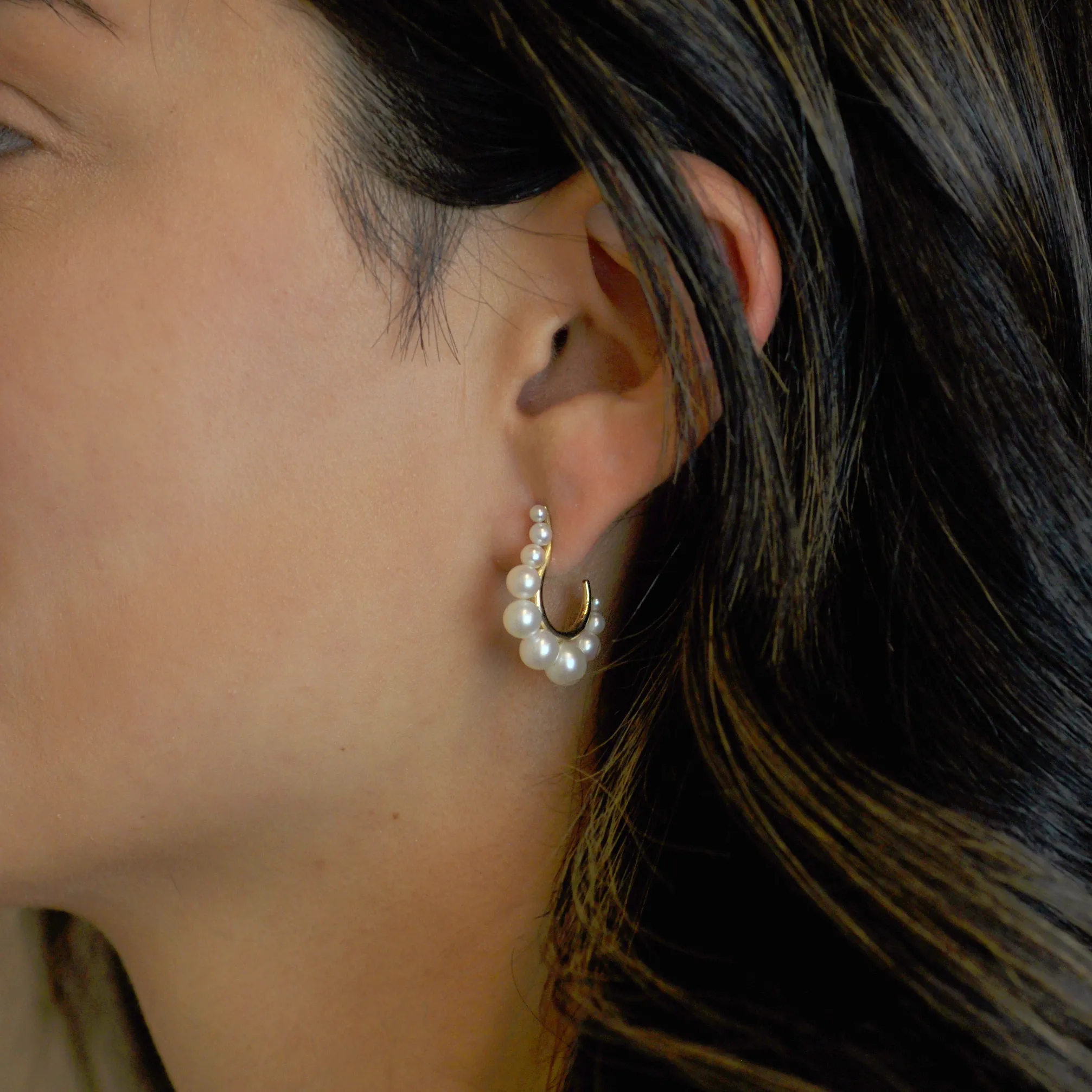 Pearl Cascade Hoop Earrings