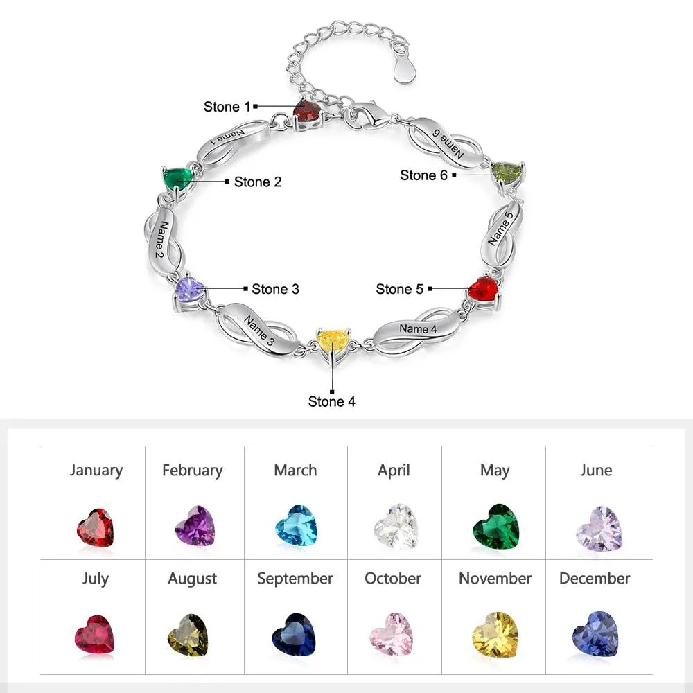 Personalized Bracelet for Women Inlaid Heart Birthstone Name Engraving Women’s Bracelet