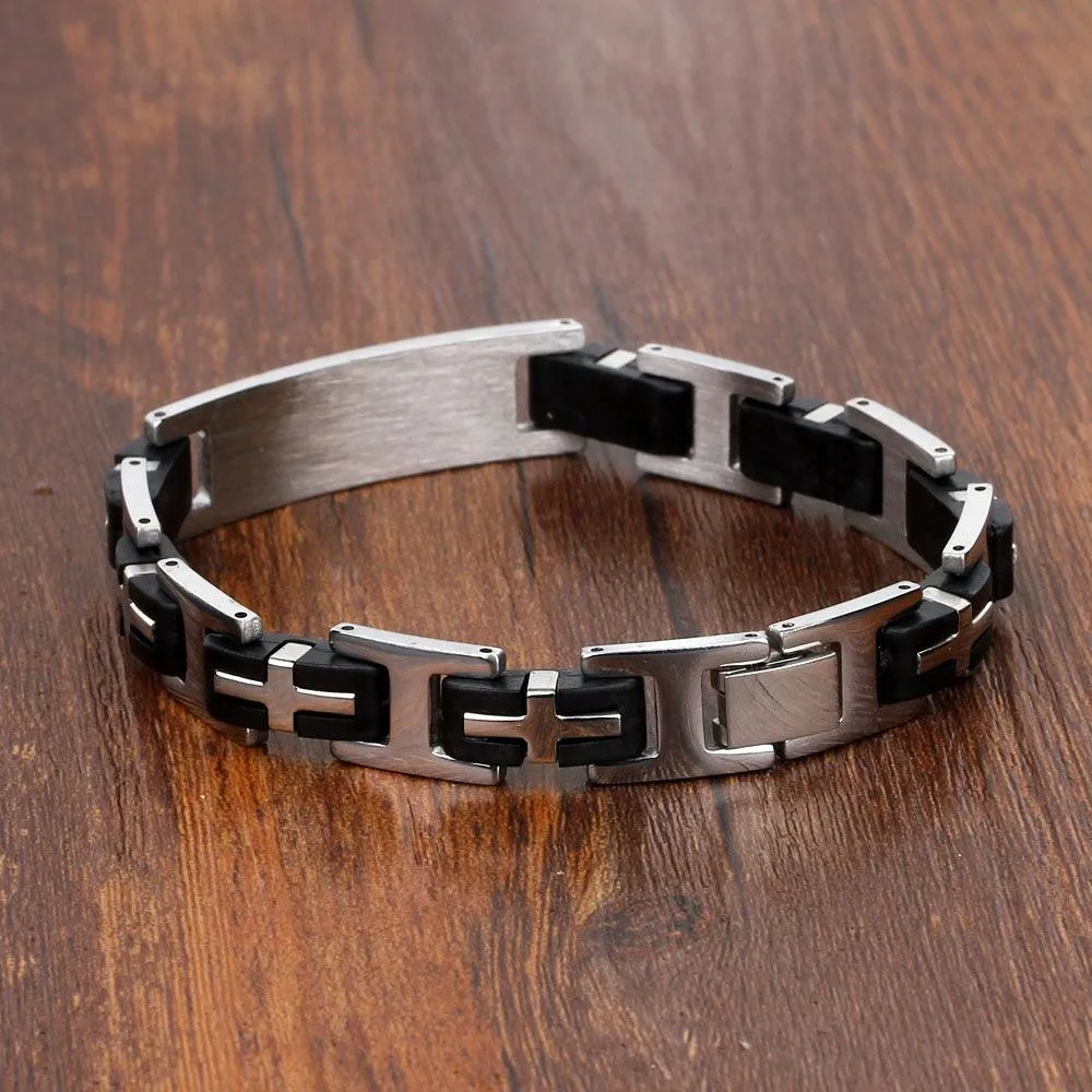 Personalized Stainless Steel Bracelet For Men - Fashion Jewelry For Men - Biker Chain Design Bracelet For Men