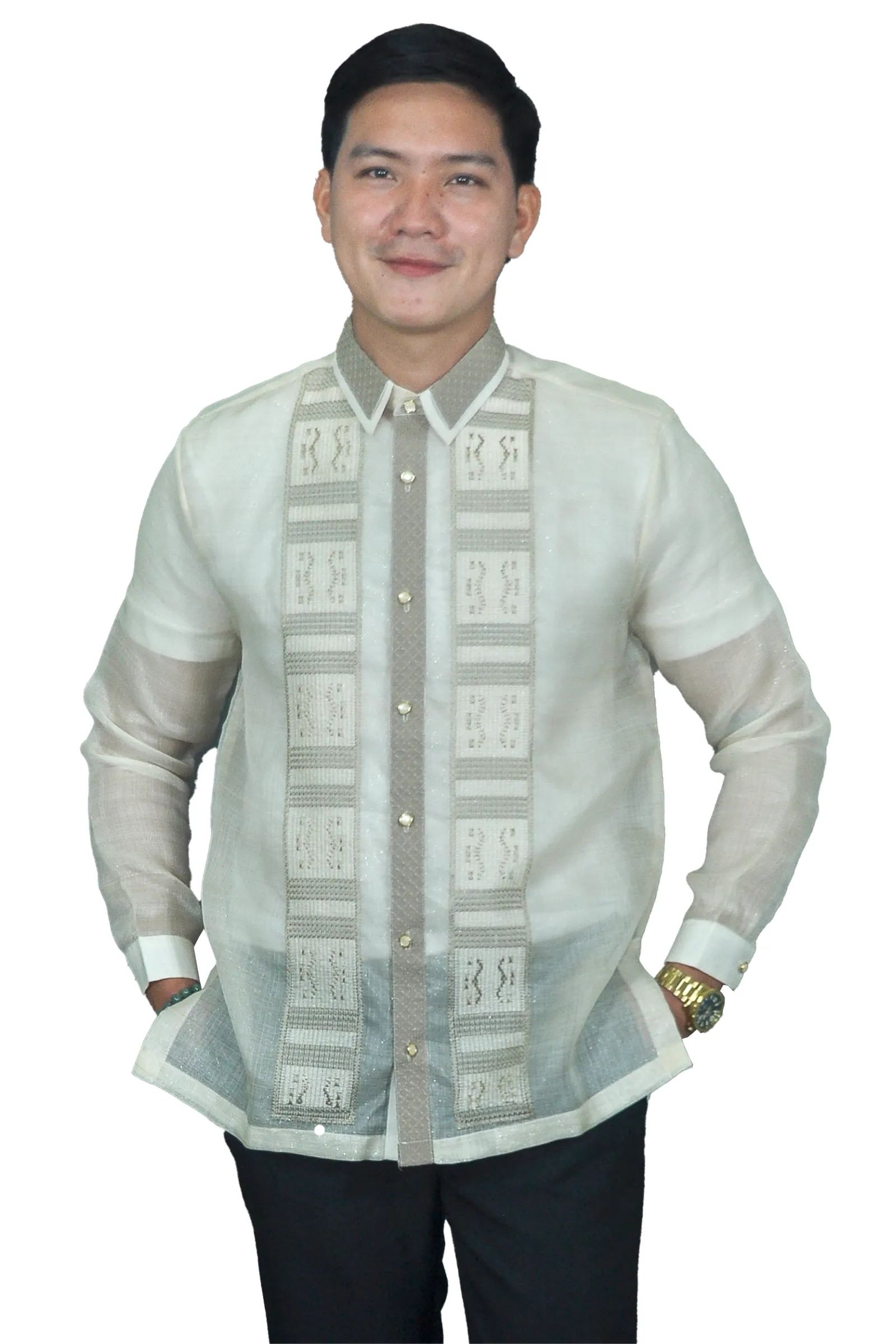 Premium Ivory Barong Tagalog with Fine Filipino Embroidery - Darryl - JN67