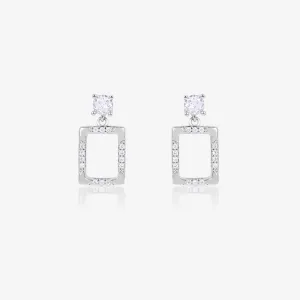 Radiant Rectangular CZ Silver Studs