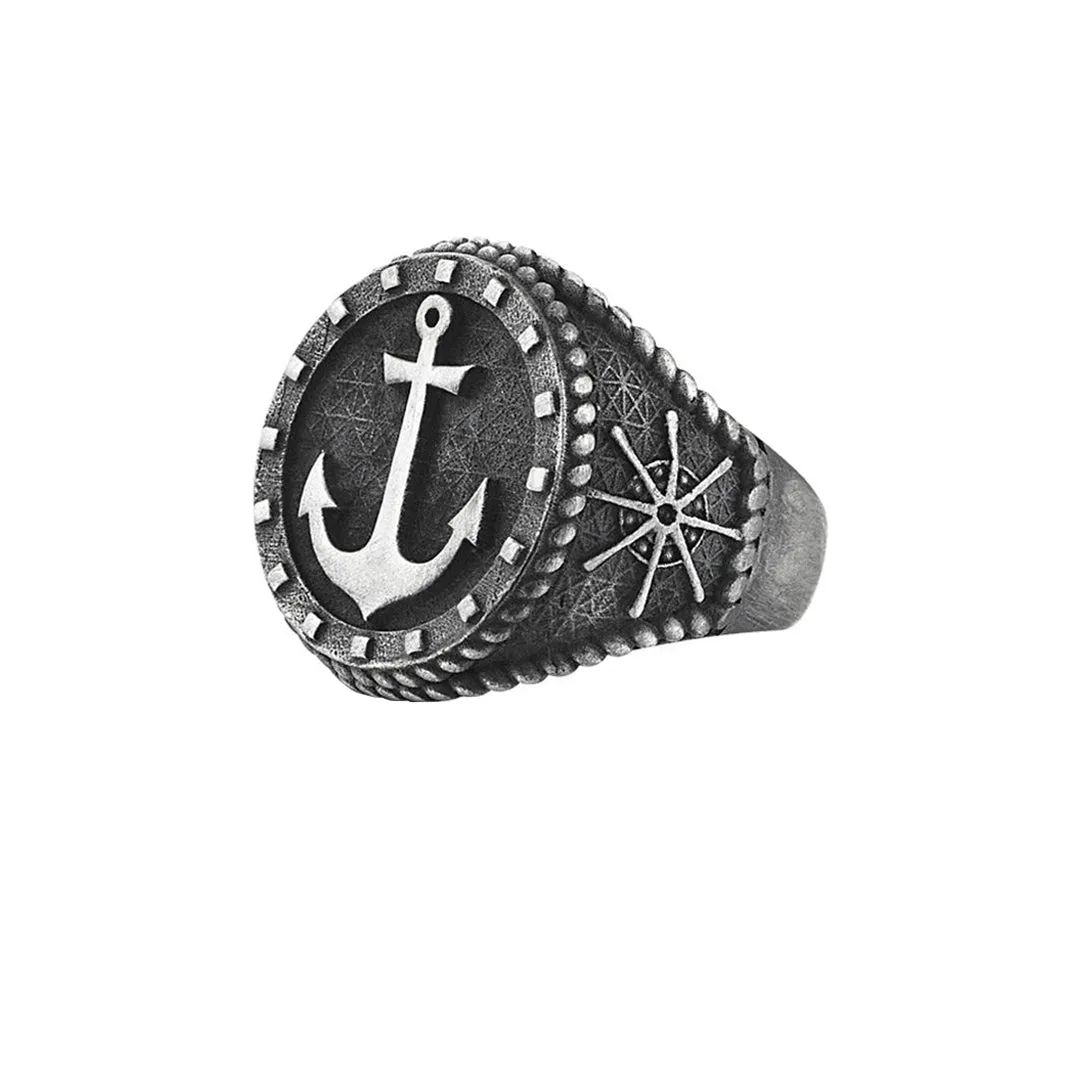 Sailor's Anchor Ring - Solid Silver