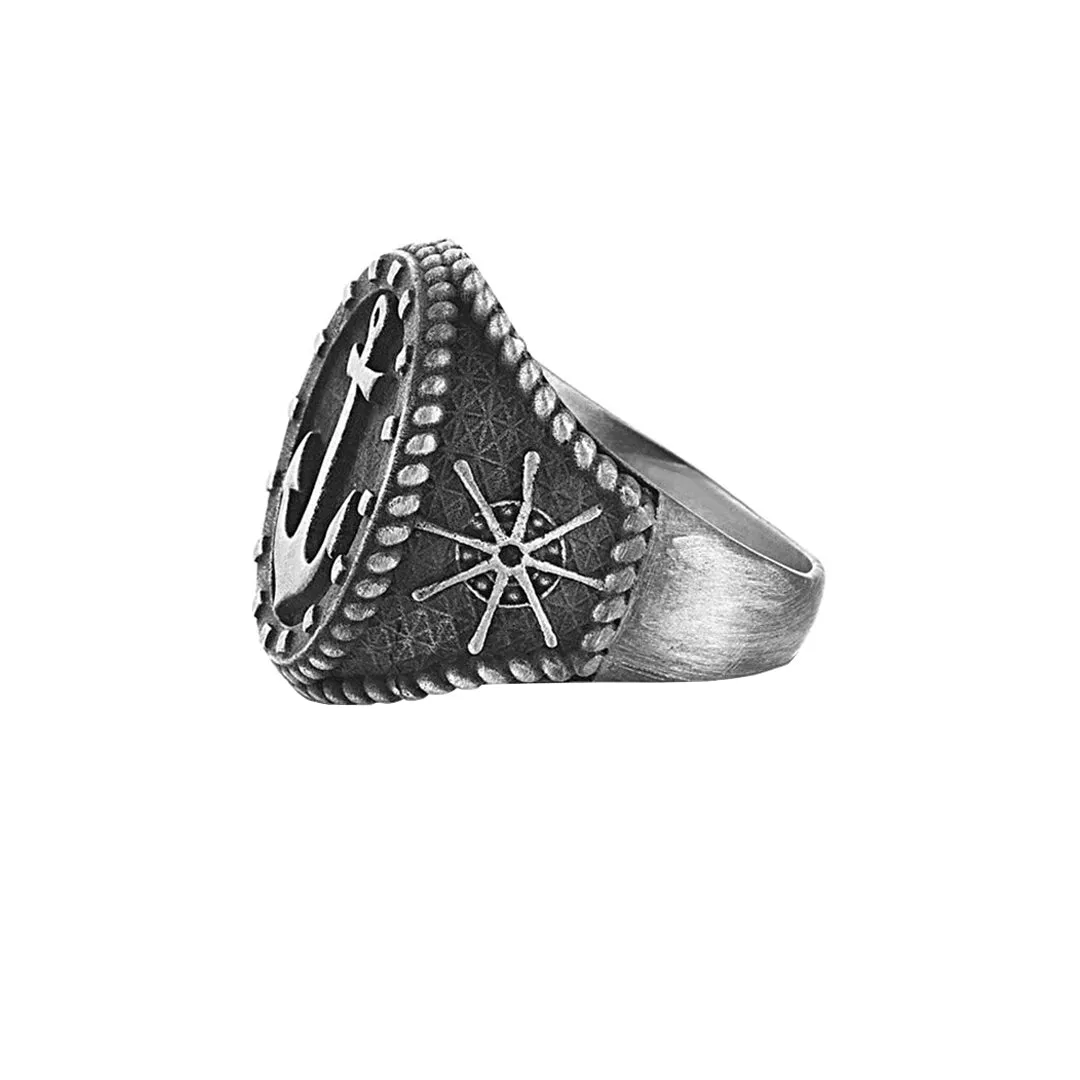 Sailor's Anchor Ring - Solid Silver