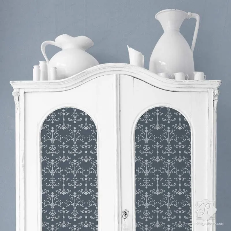 San Bartolo Scroll Alison Woolley Damask Furniture Stencil