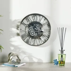 Silver Gears Wall Clock - 53cm