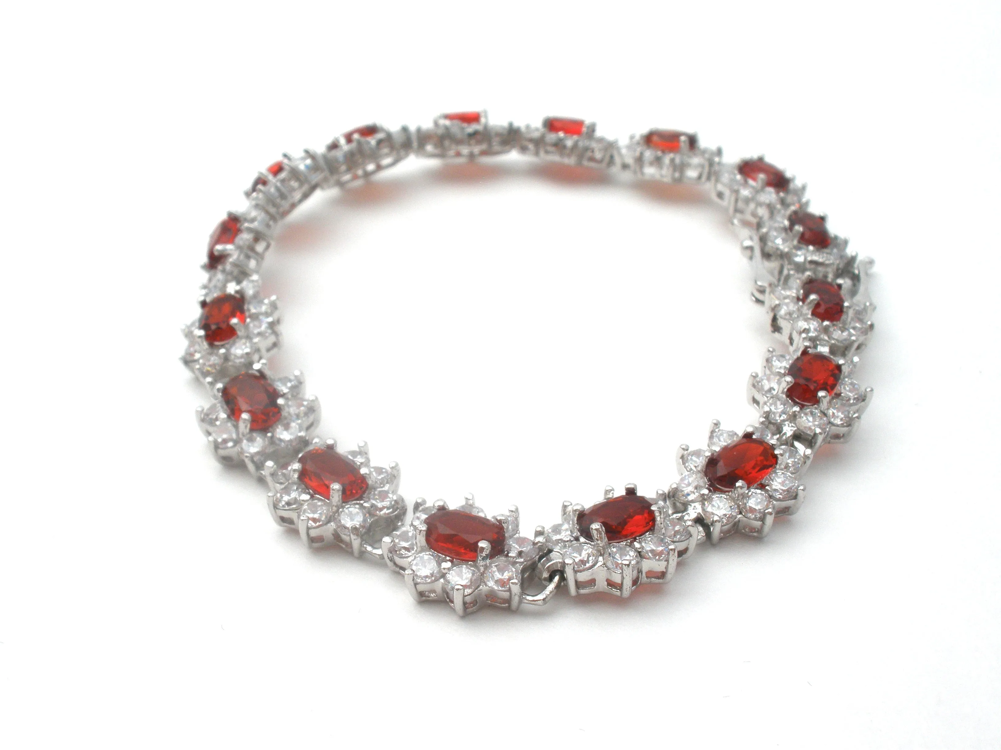 Stauer Red Cubic Zirconia Bracelet & Earrings 925