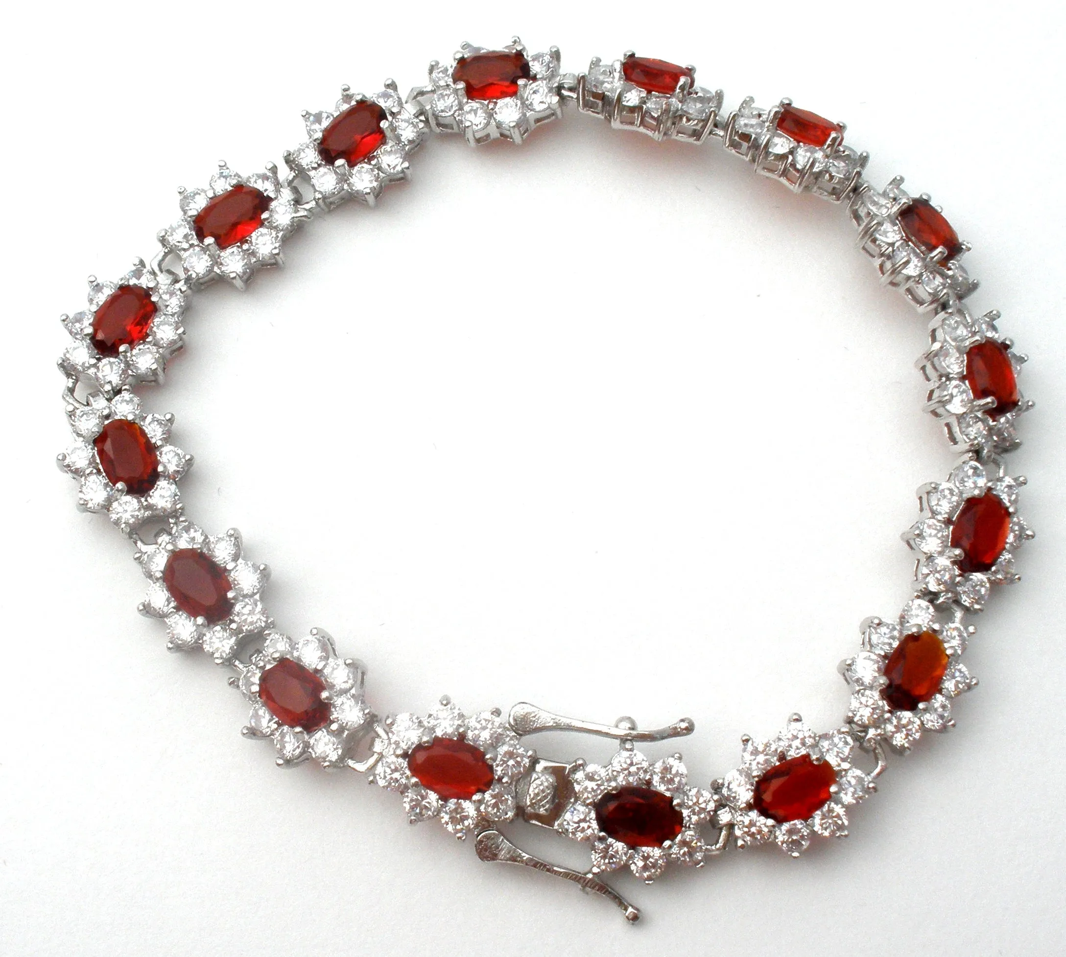 Stauer Red Cubic Zirconia Bracelet & Earrings 925