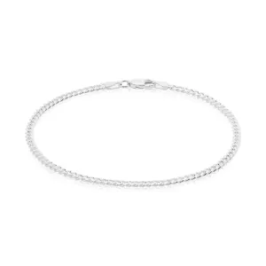 Sterling Silver 21cm Bevel Dicut Curb 80 Gauge Bracelet