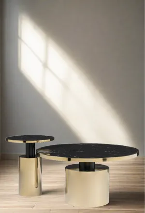 Taylor Set of 2 Coffee Table Set-Black and Gold