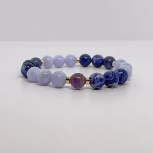 Tranquil Harmony - Sodalite, Blue Lace Agate, and Amethyst Bracelet