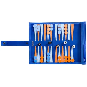 Travel Backgammon Set - Royal Racing Blue Roll up Design