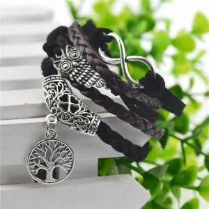 Tree of Life Owl Infinity Lucky Friendship Rope Buddha Bracelet