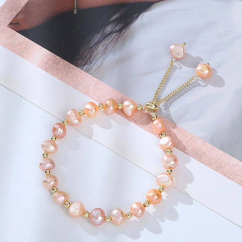 Womens Freshwater Pearl Bracelet | Handmade 4-5mm Pink Pearl Beaded Bracelet for Ladies and Girls